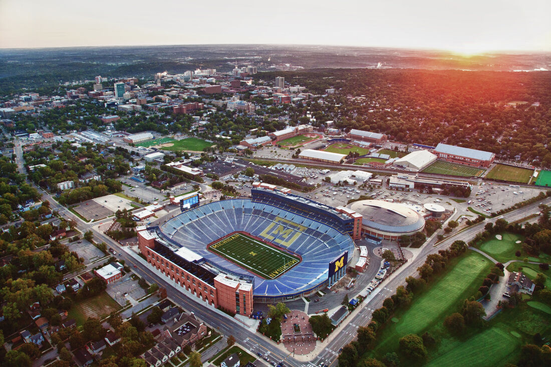 An overhead view of Michigan Stadium